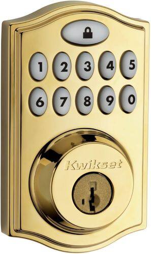 Kwikset - SmartCode Z-Wave Deadbolt Lock - Polished Brass-Front_Standard 