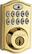 Front. Kwikset - SmartCode Z-Wave Deadbolt Lock - Polished Brass.