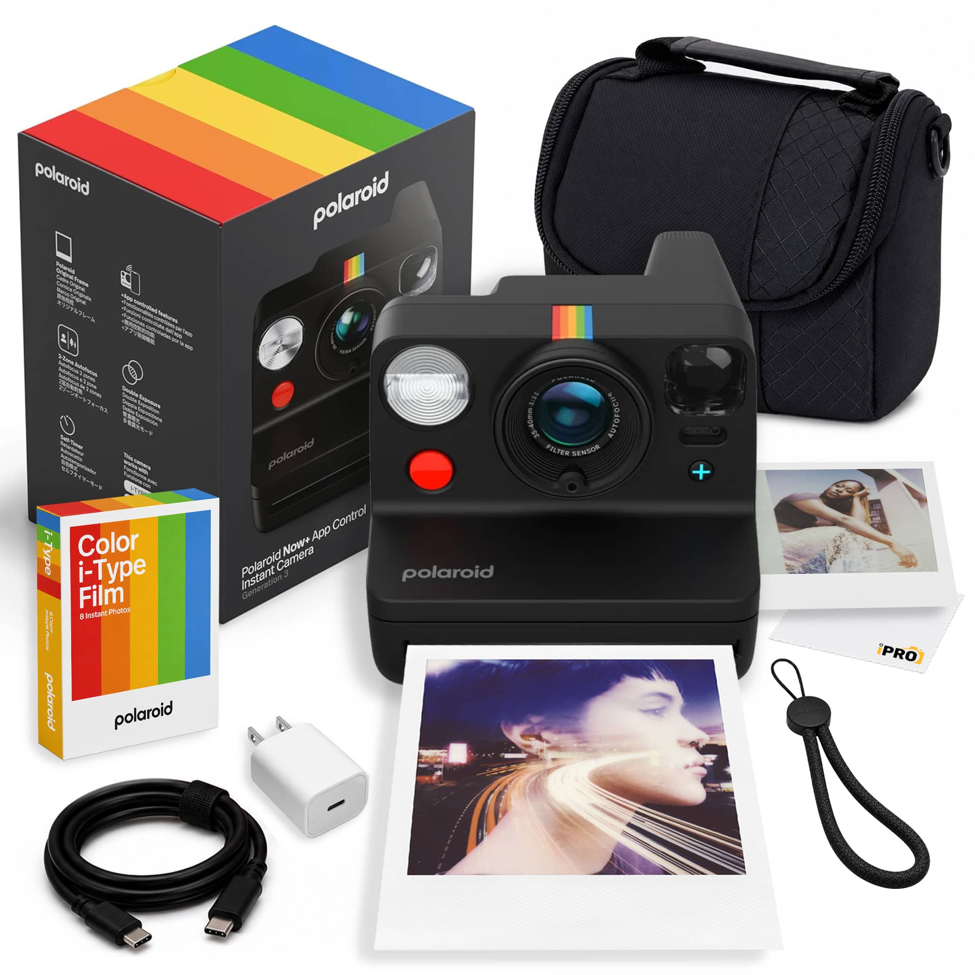 Polaroid - Now+ Generation 3 - iType Color Film + Camera Bag + More - Black