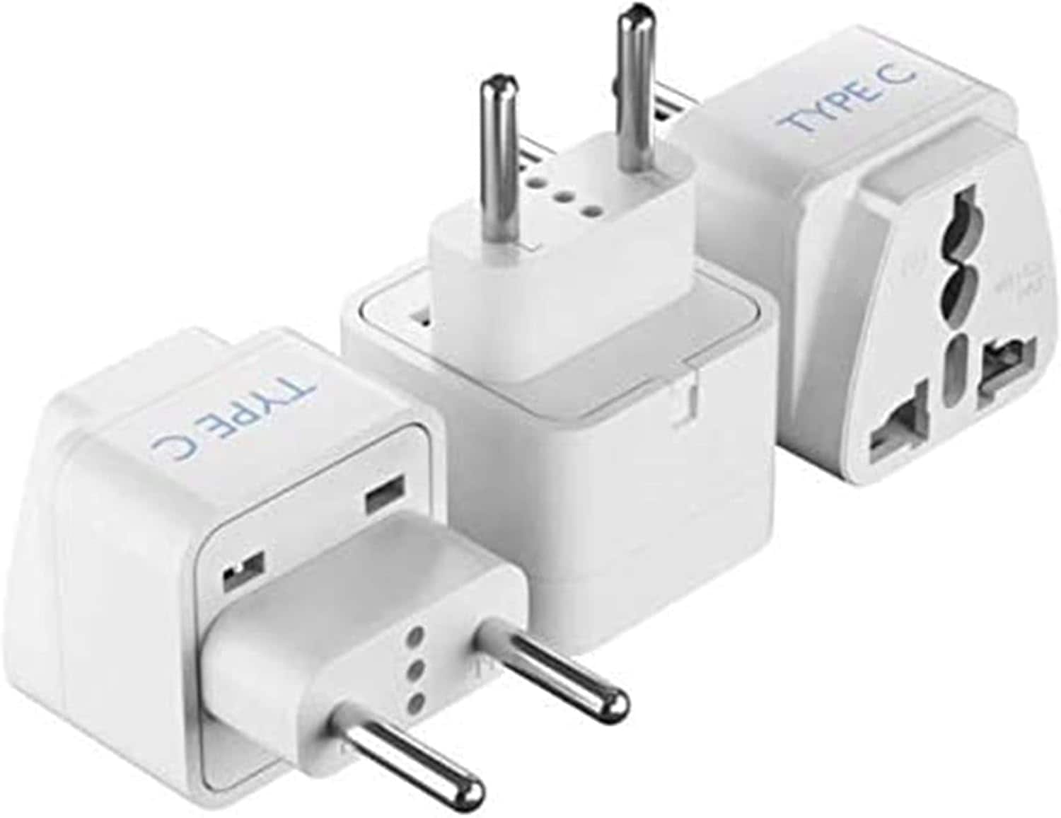 Ceptics - European Type C Travel Plug Adapter 3-Pack - White