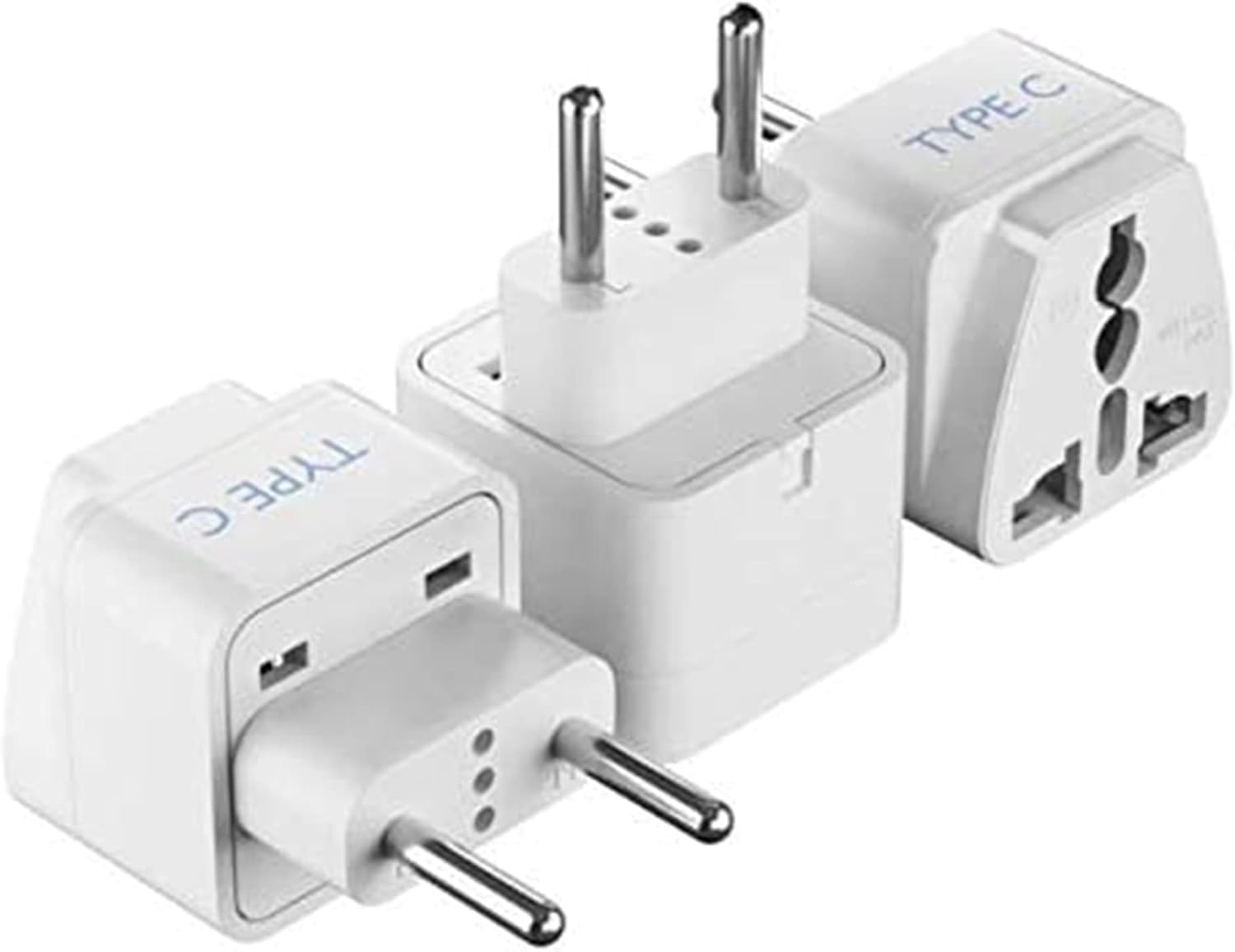 Ceptics - European Type C Travel Plug Adapter 3-Pack - White