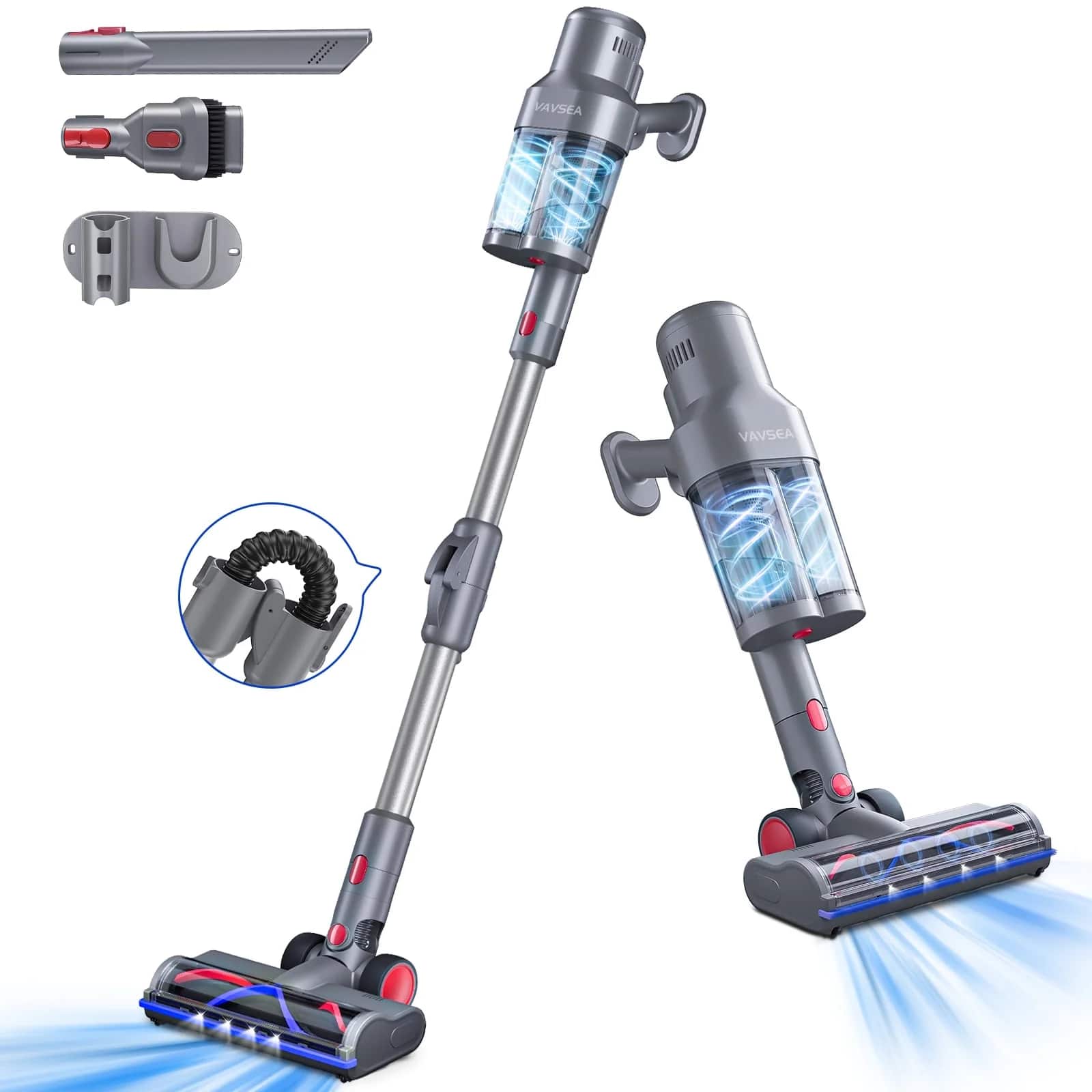 VAVSEA - Cordless Vacuum Cleaner with Double Dust Cup, 38KPa Stick Vacuum Cleaners for Carpet, Hard Floor, Pet Hair, New