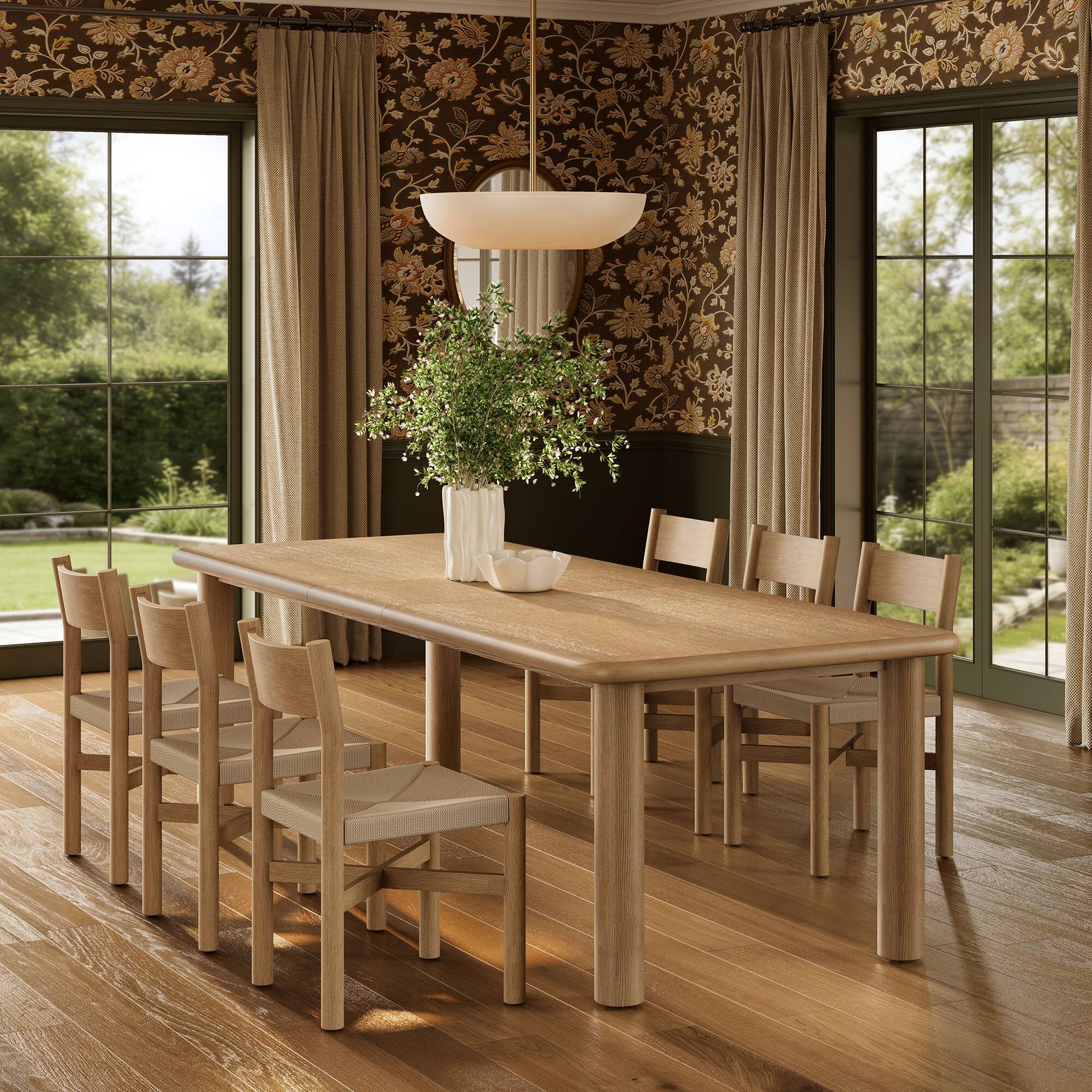 Alt View 4. Modway - Alvia 7-Piece Wood Extendable Dining Table and Chairs Set by Modway - Weathered Oak.