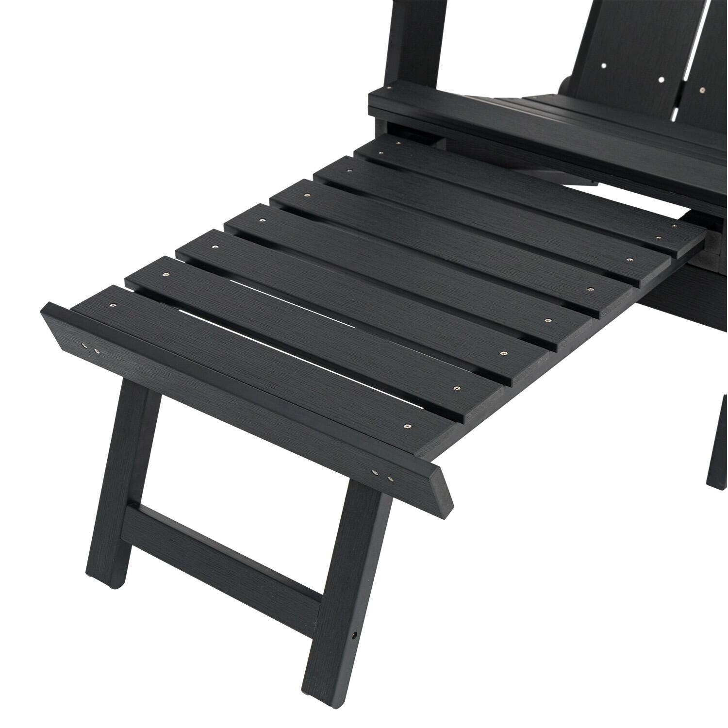Alt View 10. Fortune Candy - Folding Adirondack Chair w/Cupholders, Ottoman & Cushion, Adjustable Backrest for Patio, Porch, Beach - Carbon Black.
