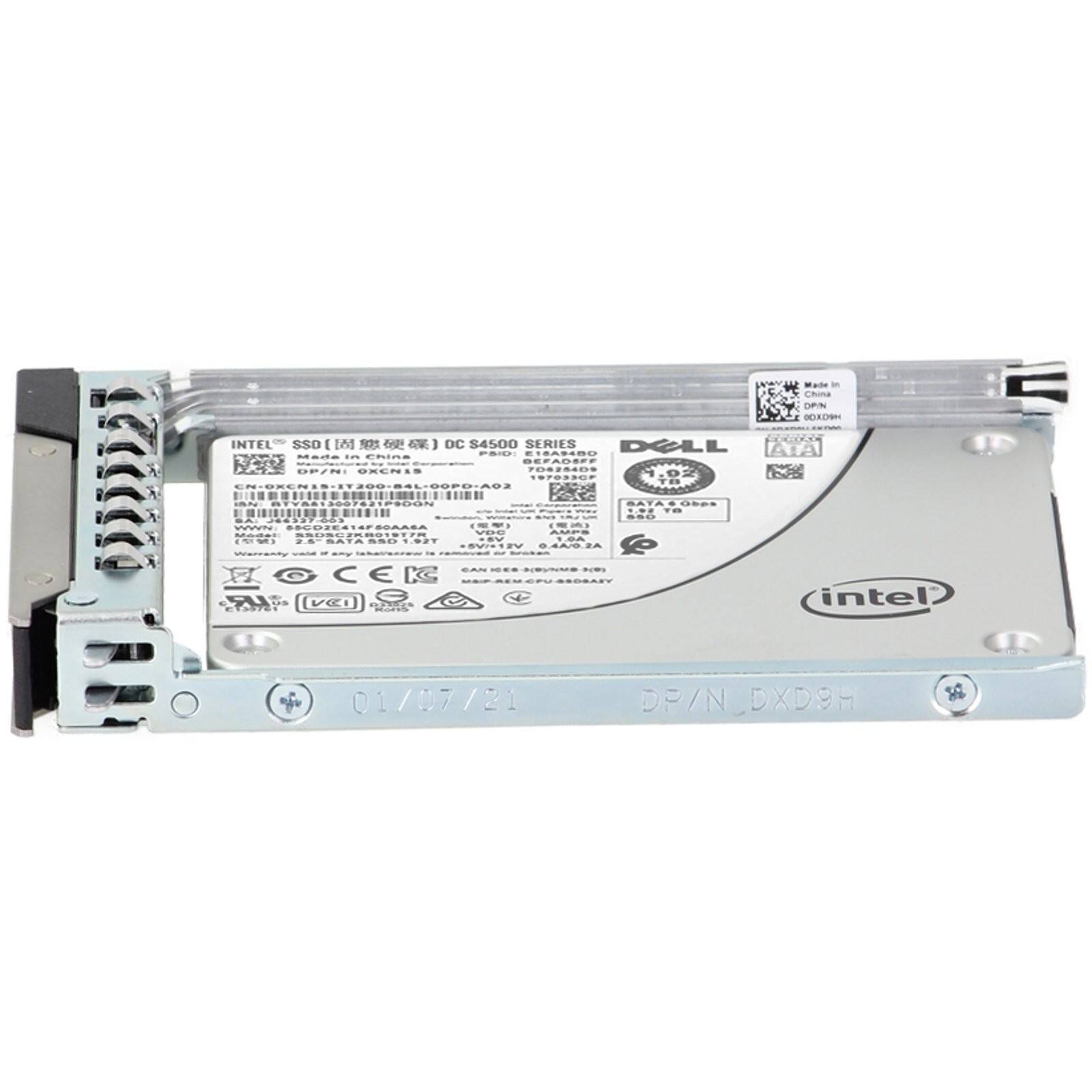 Intel SSD DC S4500 SERIES  
Made in China  
DP/N: DXD9H  
01/07/21