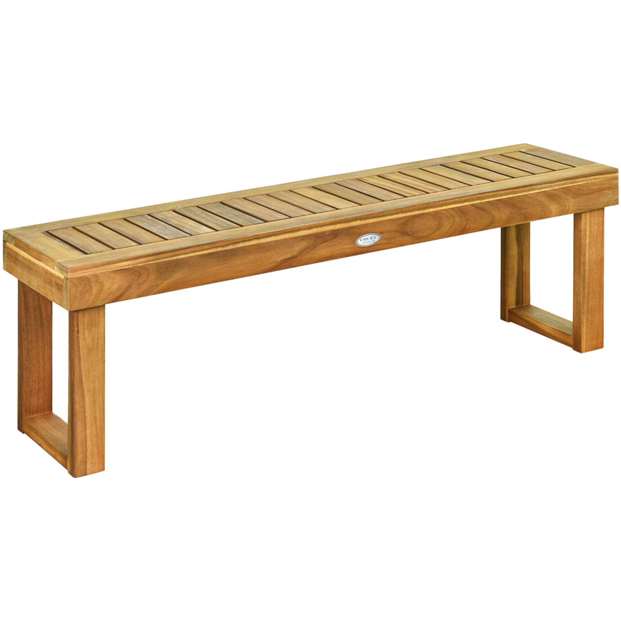Alt View 4. Gymax - Gymax Set of 2 Patio Garden Dining Bench Acacia Wood Bench - Teak.