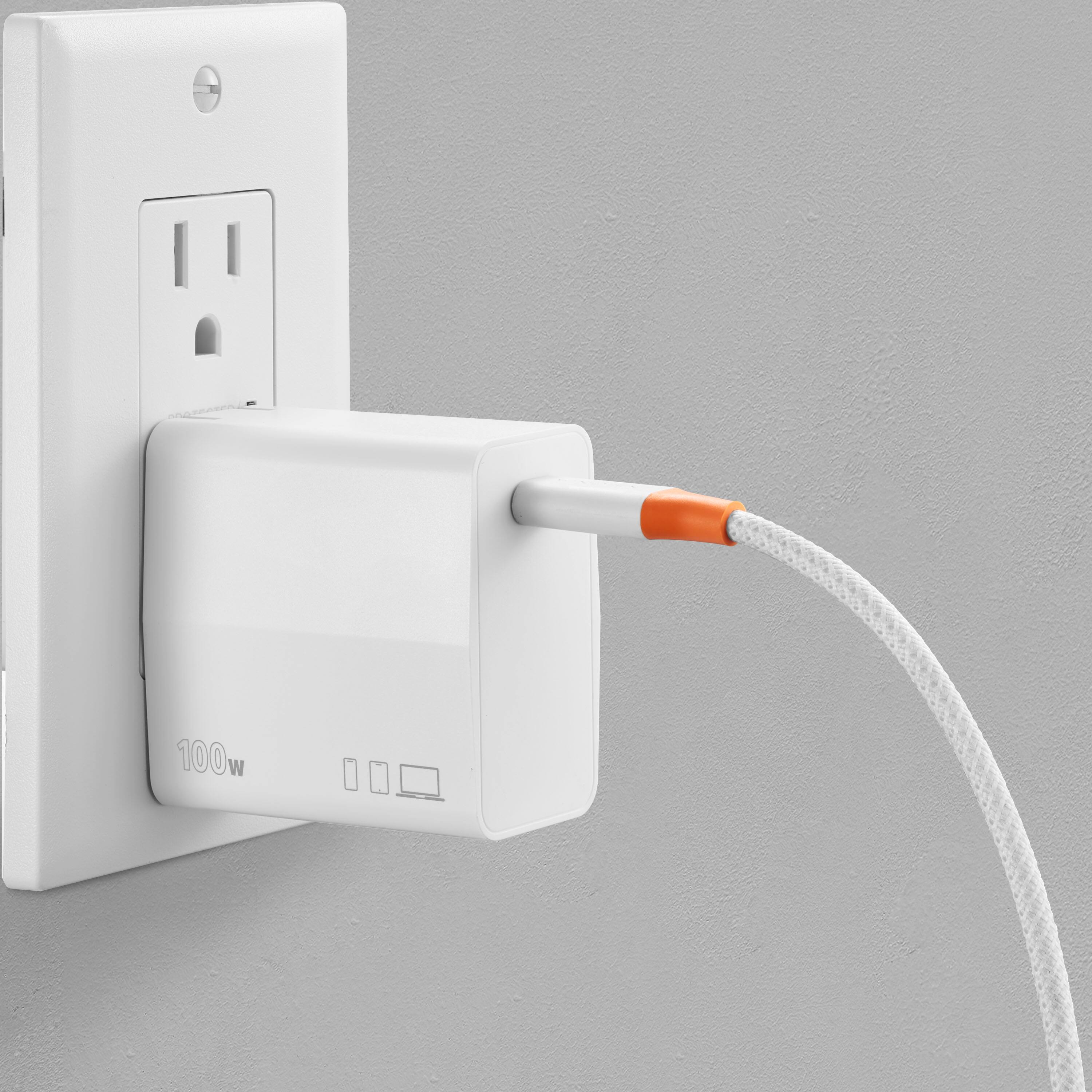 Alt View 14. Insignia™ - 100W USB-C GaN Wall Charger for MacBook Pro, MacBook Air, iPads, Galaxy tablets, and other USB-C laptops and Devices - White.