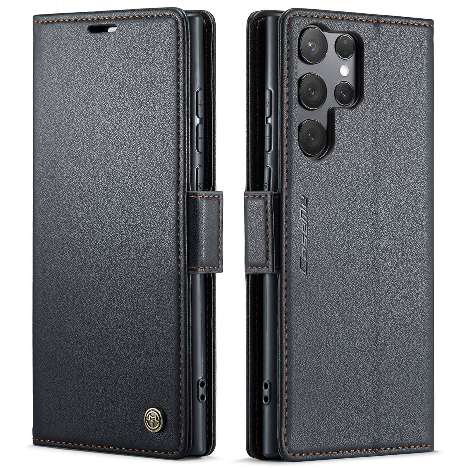 Alt View 9. UUCOVER - For Samsung Galaxy S25 Ultra PU Leather Wallet Case with RFID Blocking Cash Card Holder, Magnetic Flip Kickstand Cover - Black.
