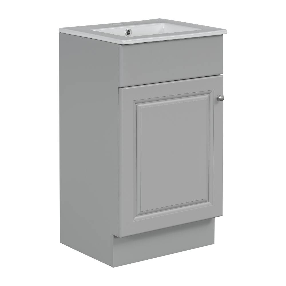 Alt View 8. Loheer - Loheer 18 inch bathroom vanity with sink Grey Freestanding Cabinet - Grey.