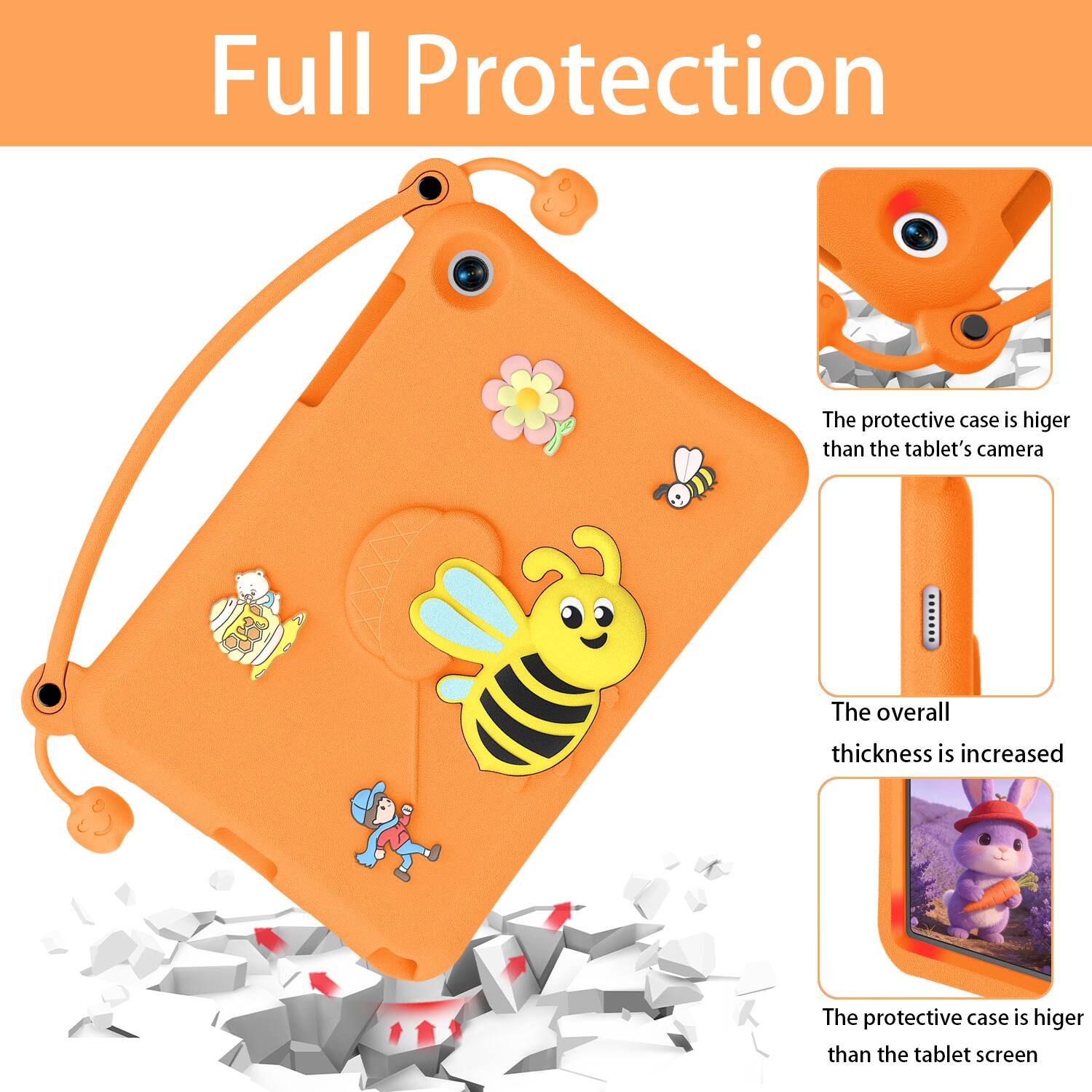 Full Protection

The protective case is higher than the tablet's camera

The overall thickness is increased

The protective case is higher than the tablet screen