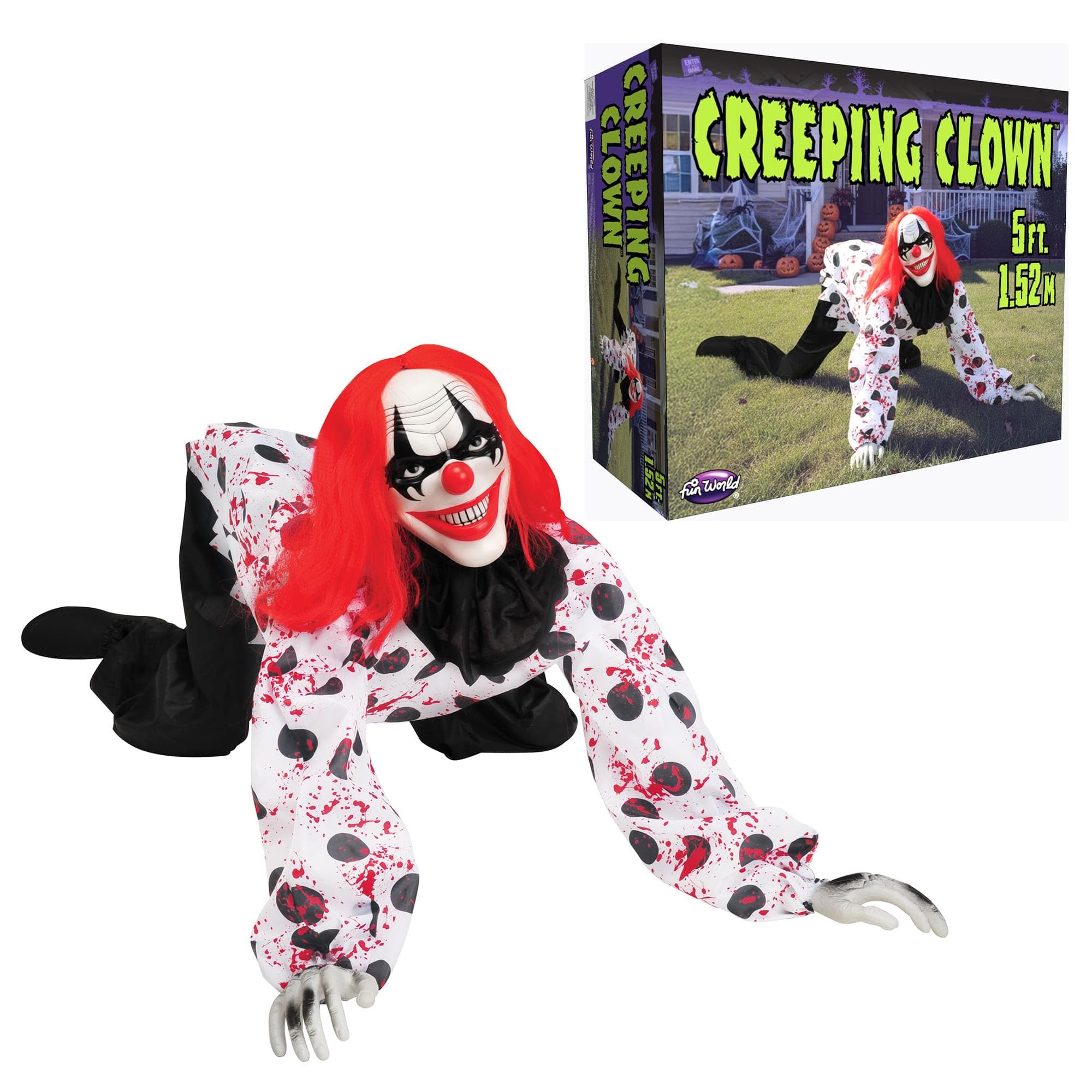 Funworld - 5 Foot Creeping Clown Halloween Yard Decor - Multi-Colored