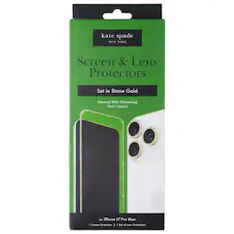 kate spade new york - Kate Spade Screen and Lens Protectors for iPhone 17 Pro Max - Set in Stone Gold - Clear