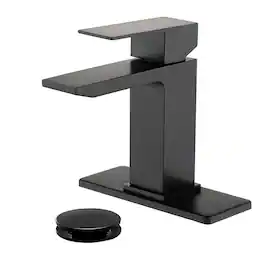Black Faucet SUS304 Waterfall Spout cUPC Cartridge 60cm Supply Line Pop Up Drain
