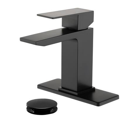 Front. Boyel Living - Black Faucet SUS304 Waterfall Spout cUPC Cartridge 60cm Supply Line Pop Up Drain - Matte Black.