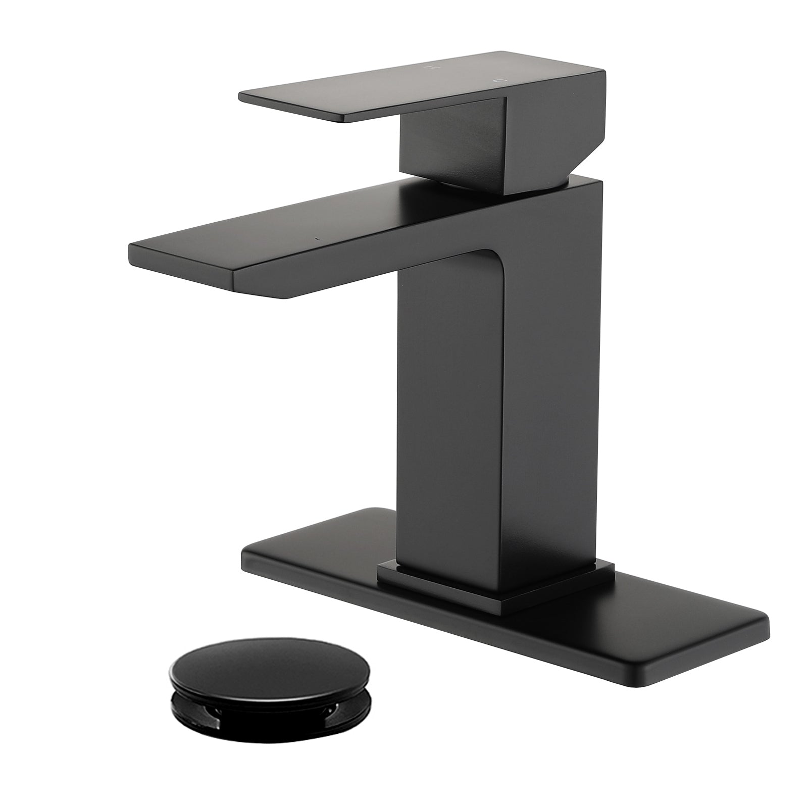 Front. Boyel Living - Black Faucet SUS304 Waterfall Spout cUPC Cartridge 60cm Supply Line Pop Up Drain - Matte Black.