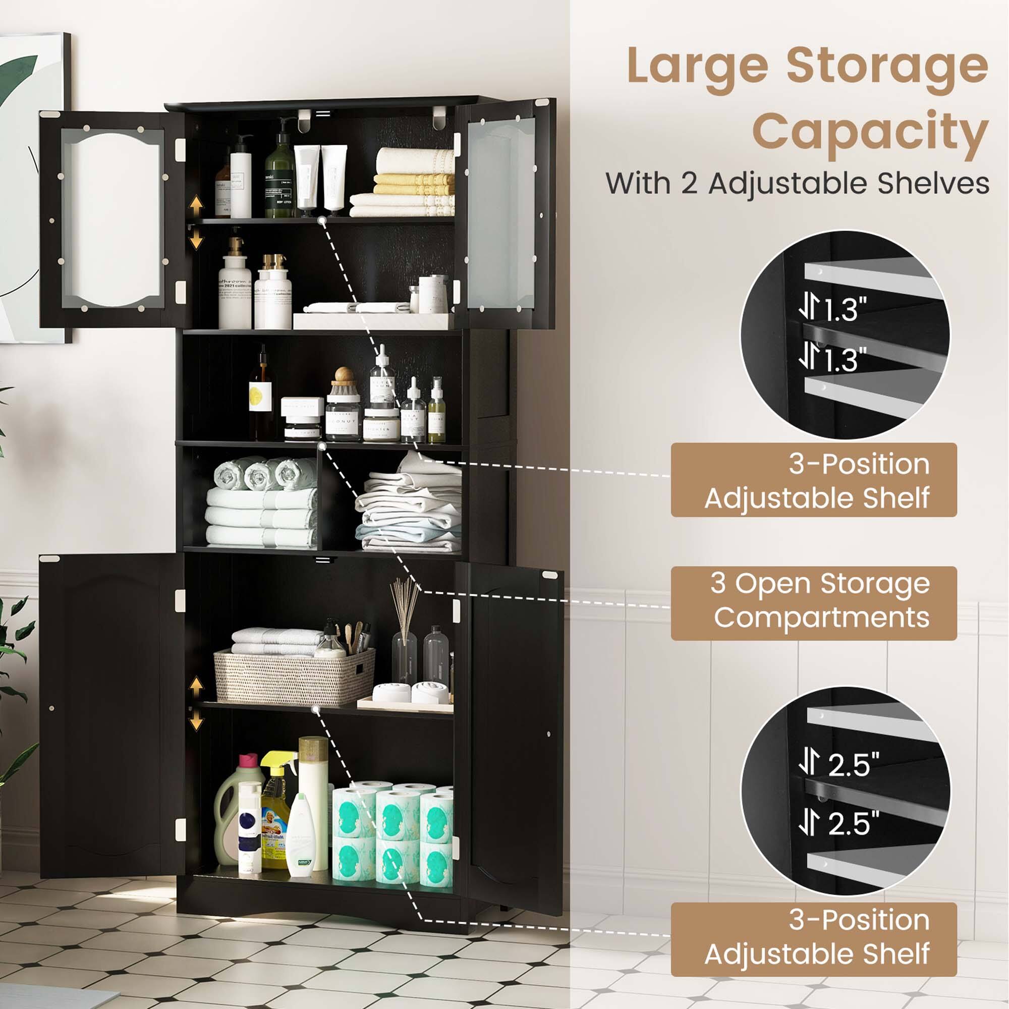 Large Storage Capacity With 2 Adjustable Shelves
1L 1.3" 1L 1.3" 3-Position Adjustable Shelf
3 Open Storage Compartments
1L 2.5" 1L 2.5" 3-Position Adjustable Shelf