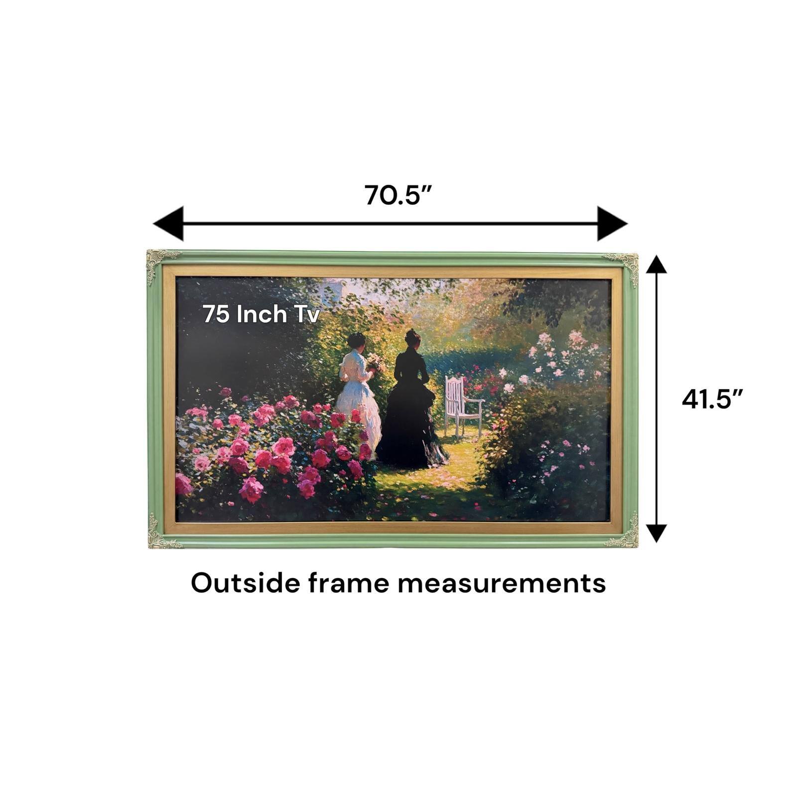 70.5" x 41.5" Outside frame measurements for a 75 Inch TV