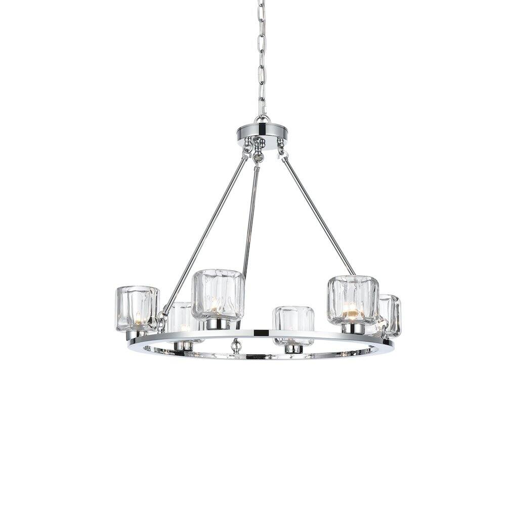 Left. Elegant Lighting - Cadence 26 Inch Chandelier In Chrome - Chrome And Clear.