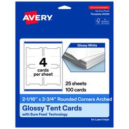 Avery - Printable Tent Cards, 2-1/16" x 3.75", 100ct - Glossy White