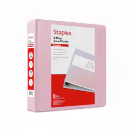 Staples - Heavy Duty 2" 3‑Ring View Binder, D‑Ring - Light Pink
