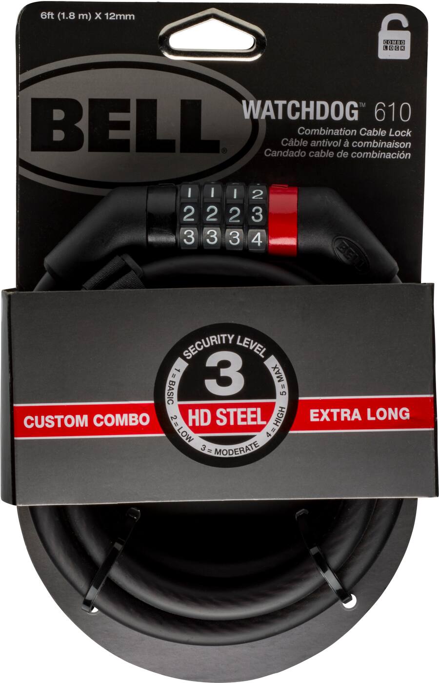 Bell Locks Bell 610 Watchdog Combo Cable Lock for Bike and Scooter Black 7122019 ...