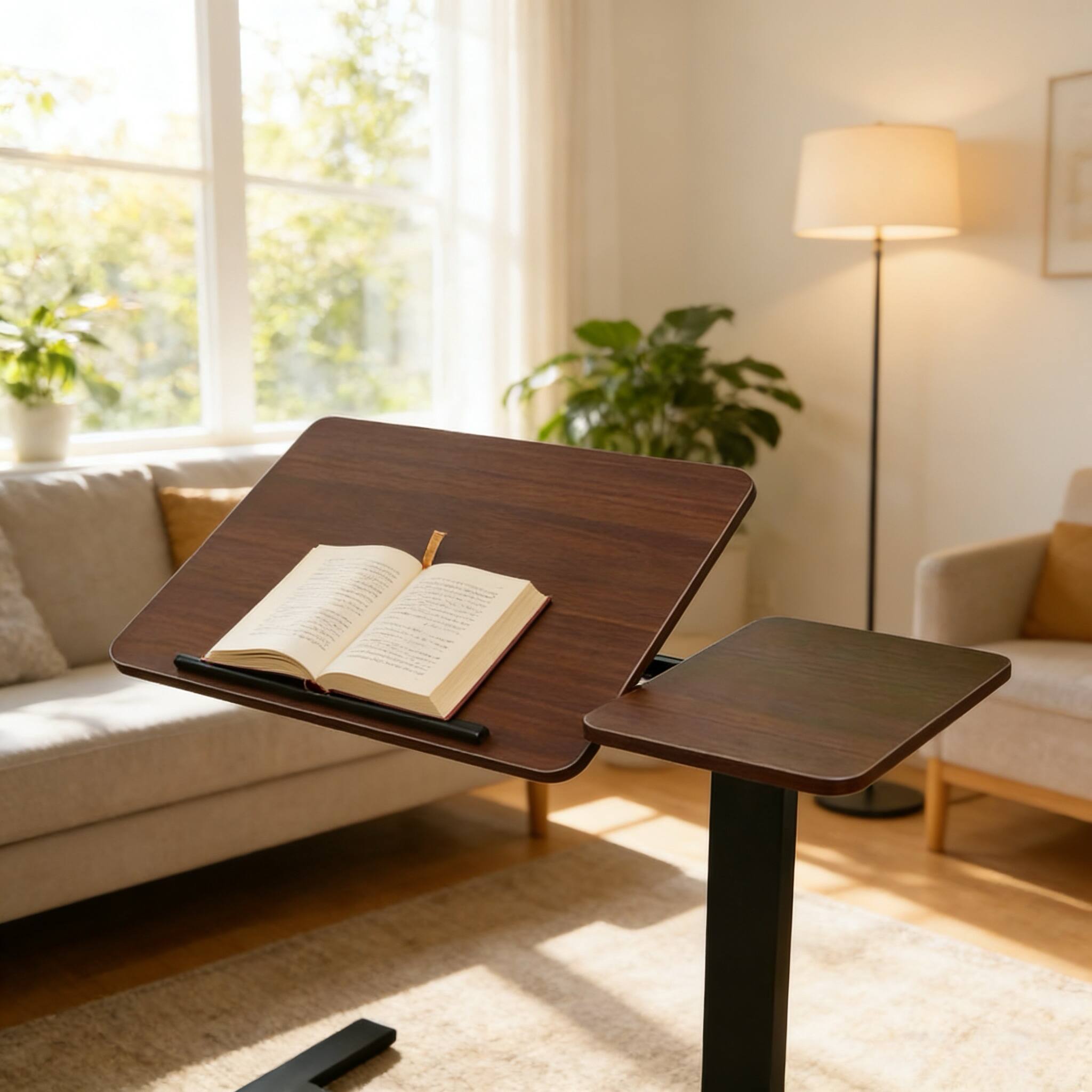 Alt View 5. Forest'nSky - Mobile Adiustable Standing Desk office Desk in Walnut - Walnut.