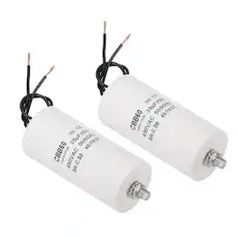 Unique Bargains - 2pcs 35uF CBB60 Running Capacitor, AC 450V 2 Wires 50/60Hz Cylinder with M8 Screw for Washing Machine, Water Pump - White