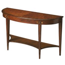 Starlight Canyon Home - Demilune Console Table with Distressed Finish, Traditional Entryway Sofa Table - Medium Brown