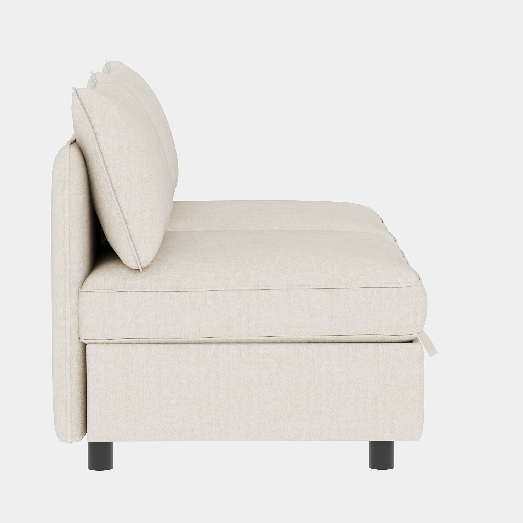 Angle. TinyHomie - 2 PCS Armless Modular Sectional Sofa Seat with Storage Convertible Sleeper - white.