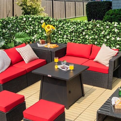 Back. SlickBlue - Portable 50,000 BTU Black Steel Fire Pit Table – LP Gas Propane Outdoor Heater - Black.