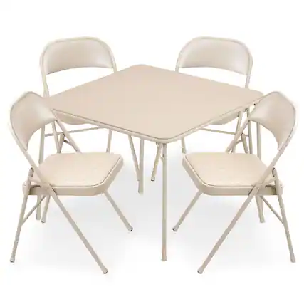 Front. MECO - MECO Sudden Comfort 5 Piece 34x34 Card Table and 4 Chairs Folding Furniture Set - Tan.