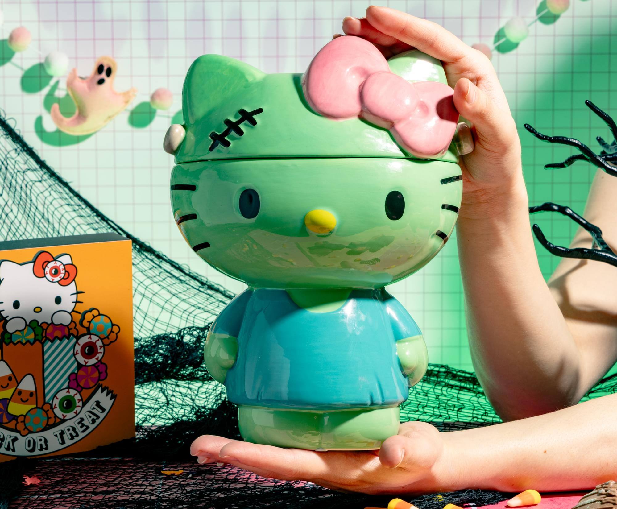 Alt View 6. Silver Buffalo - Sanrio Hello Kitty Frankenstein Sculpted Ceramic Snack Jar With Lid - Green.