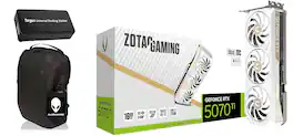ZOTAC - SOLID CORE OC White Edition GeForce RTX 5070 Ti 16GB GDDR7 PCIe 5.0 Bundle with Targus Dock & Alienware Backpack