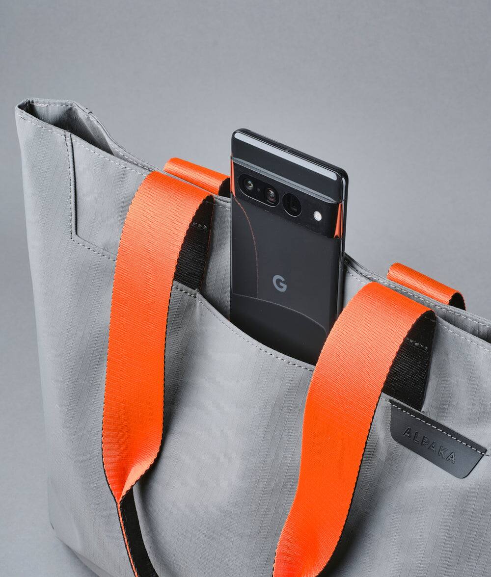 Alt View 1. ALPAKA - Elements Tote Bag 14.5L Weatherproof Foldable Travel Tote with Magnetic Closure - Grey Axoflux 210D.