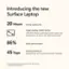 Introducing the new Surface Laptop:

* 20 Hours All-day battery life
* Larger display, smaller device
* Ultra-thin chassis, optimized screen space, and less bezel on a 13.8" or 15" HDR touchscreen
* 86% Faster performance
* Industry leading AI
* Supercharge your productivity and creativity

Note: HDR requires HDR content and enabling HDR in device settings. Compared to Surface Laptop 5.