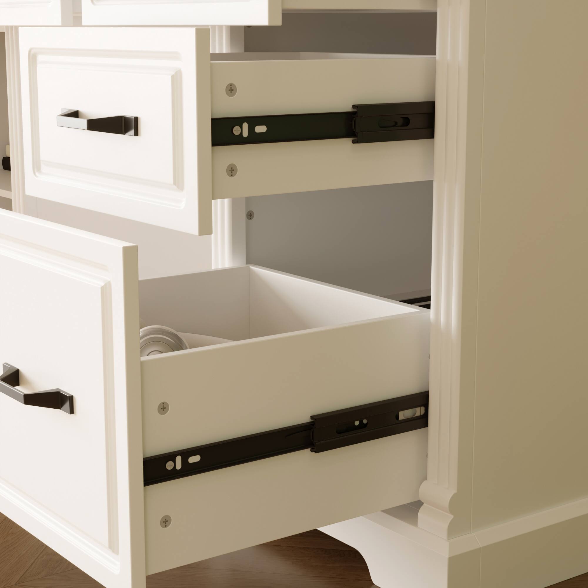 Alt View 6. Famapy - Vintage Style Writing Desk with Storage Drawers, Classic Home Office Computer Table for Study or Workspace - Brown & White.