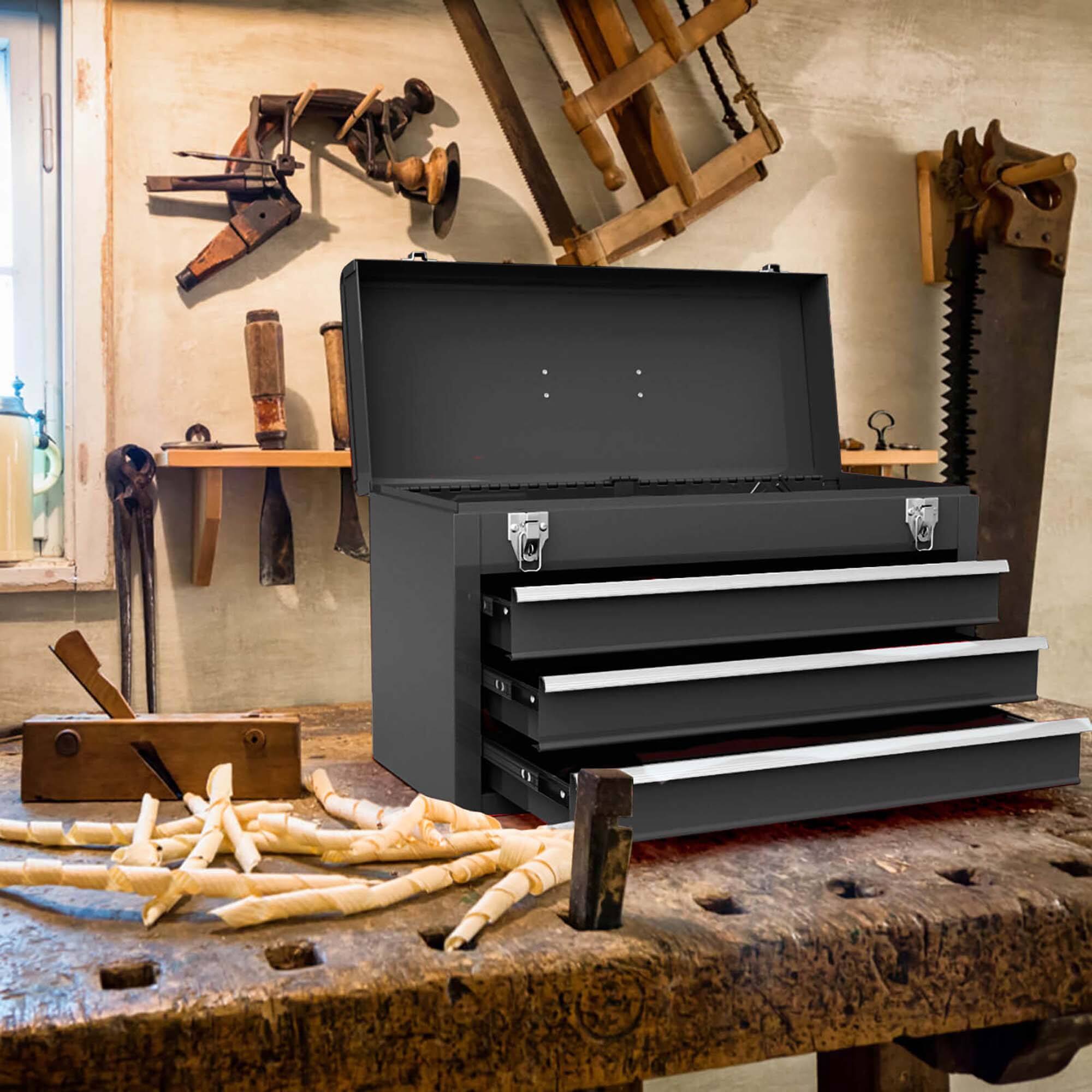 Alt View 1. Costway - Costway Portable Tool Chest Box Storage Cabinet Garage Mechanic Organizer 3 Drawers - Black.