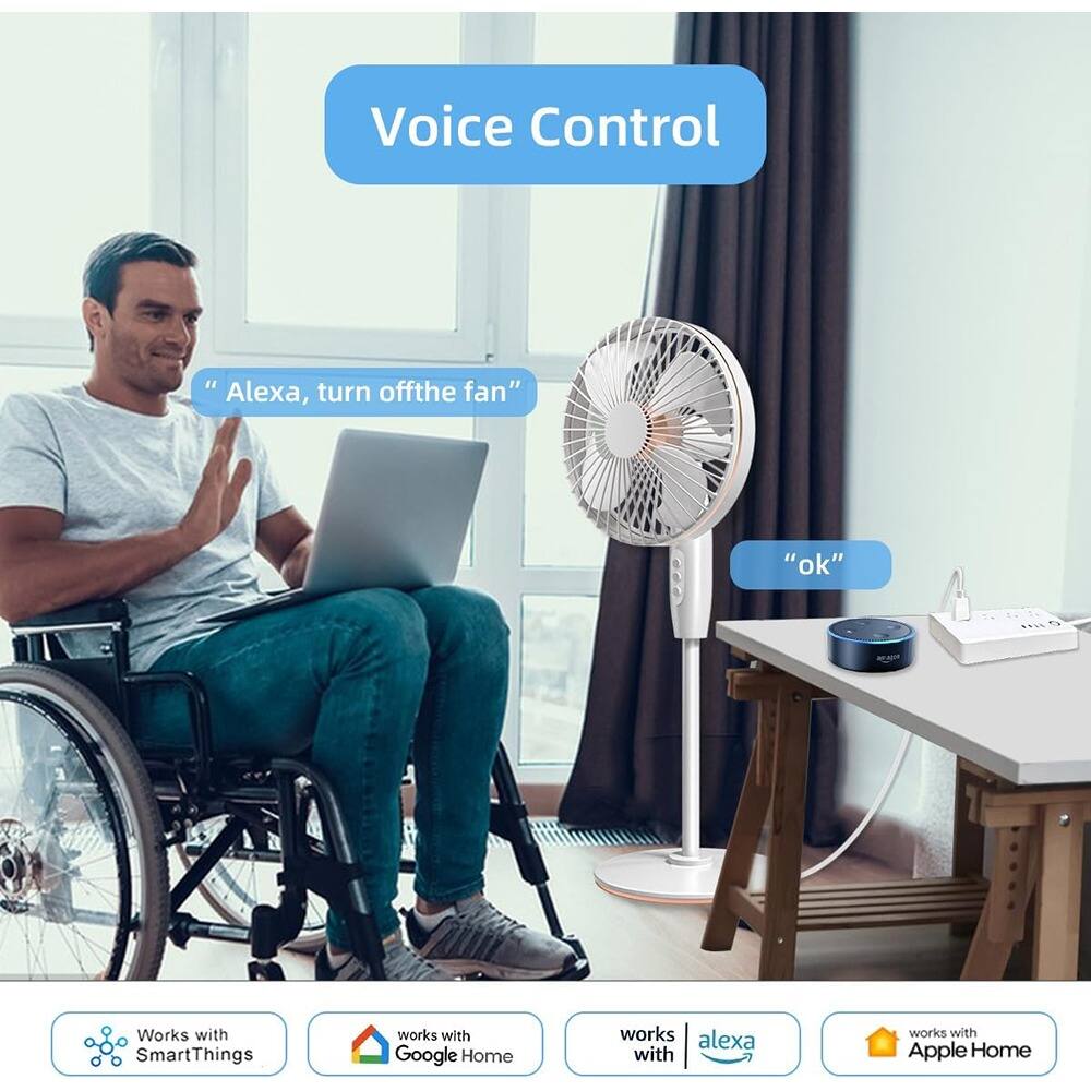 Voice Control

"Alexa, turn off the fan"

"ok"

Works with SmartThings

Works with Google Home

Works with Alexa

Works with Apple Home