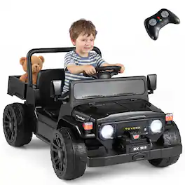 Gymax - Licensed Toyota Ride On Truck w/Parent Remote Control Spring Suspension Light - Black