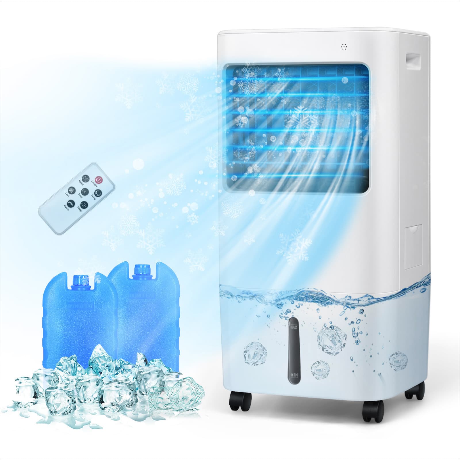 Ecooso - 3-in-1 Evaporative Portable Air Cooler Fan with Remote Control - White