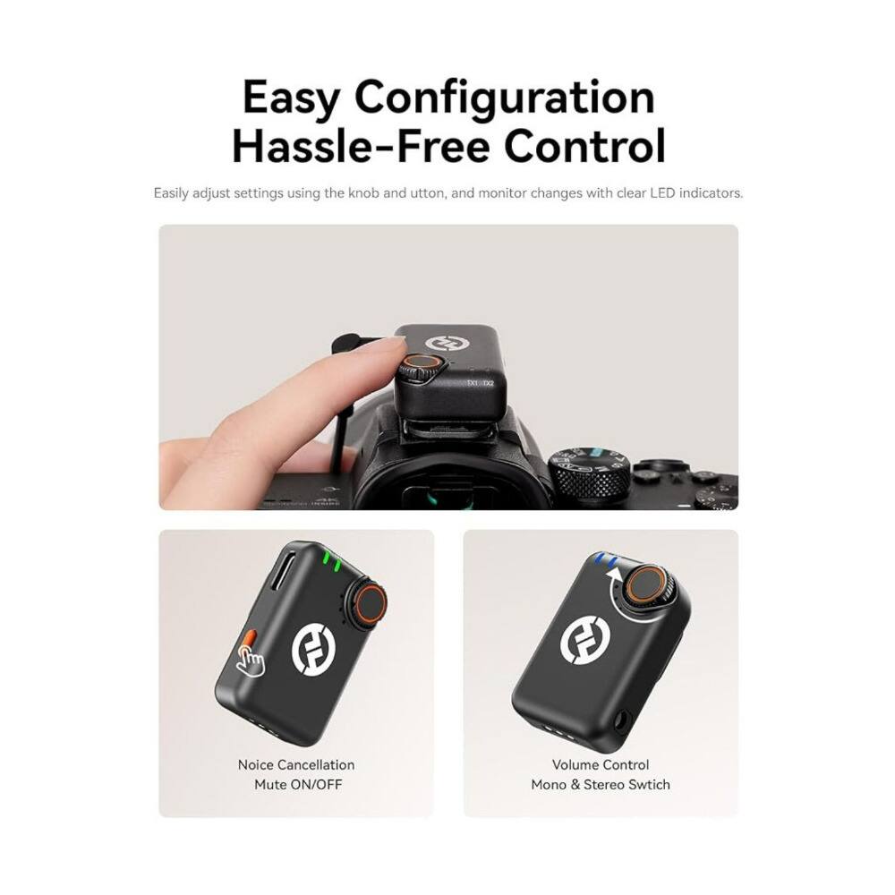 Easy Configuration  
Hassle-Free Control

Easily adjust settings using the knob and button, and monitor changes with clear LED indicators.

- Noise Cancellation  
  Mute ON/OFF

- Volume Control  
  Mono & Stereo Switch