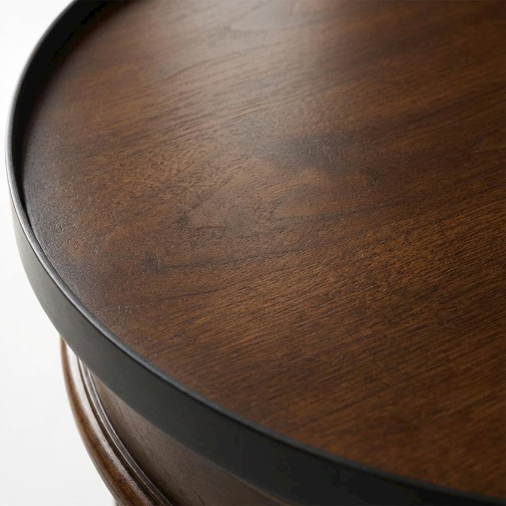 Alt View 2. Starlight Canyon Home - Round Side Table with Drawer - Medium Brown.