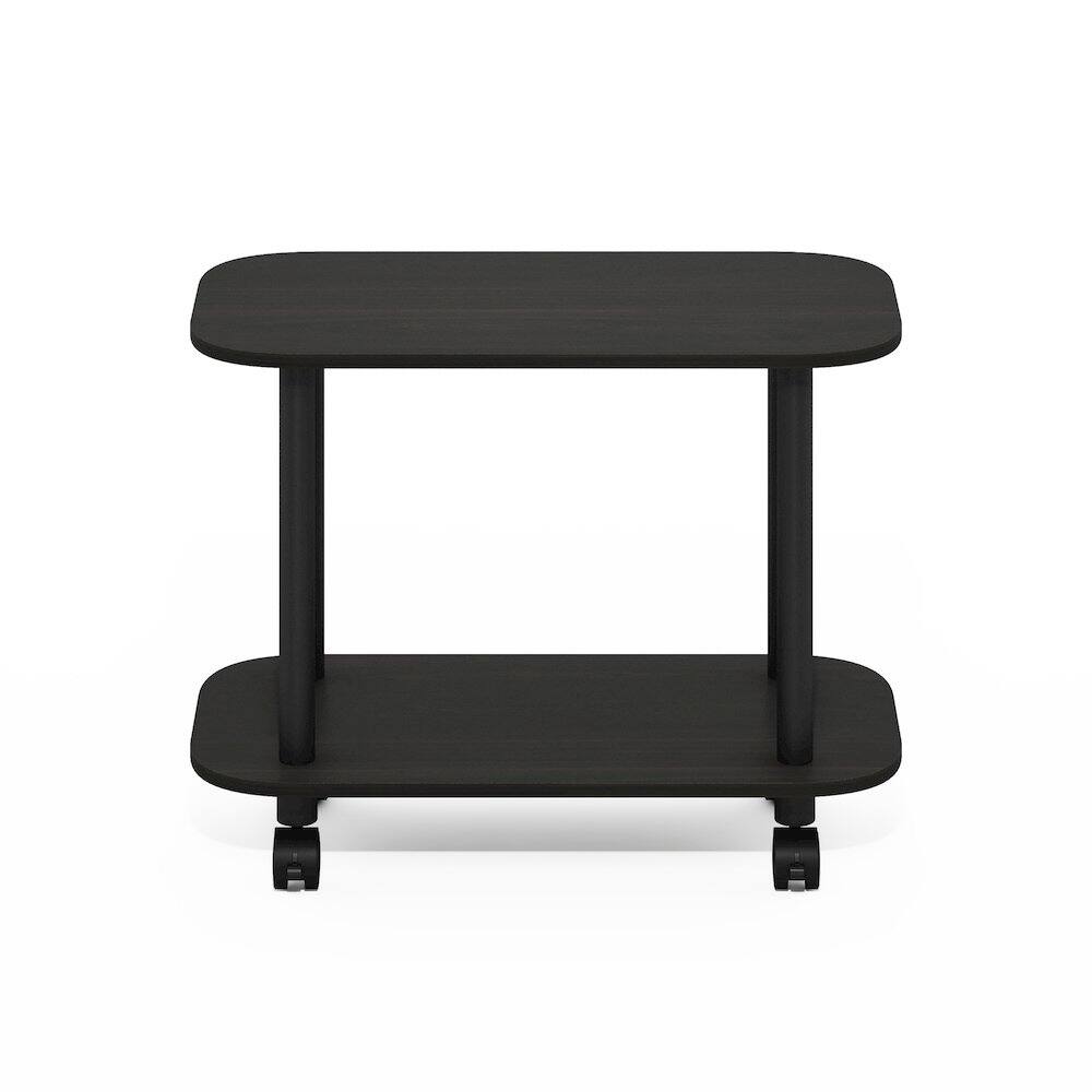 Left. Furinno - TURN-N-TUBE Night Stand, 2-Tier Oval Nightstand, Round Corner Side Table, End Table with Open Shelf, Toolless Assembly - Espresso/Black.