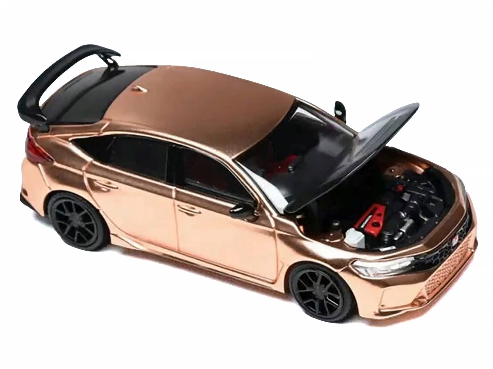 Alt View 1. MotorHelix - Honda Civic Type R (FL5) RHD Electroplating Copper Metallic with Carbon Hood 1/64 Diecast Model Car by MotorHelix.