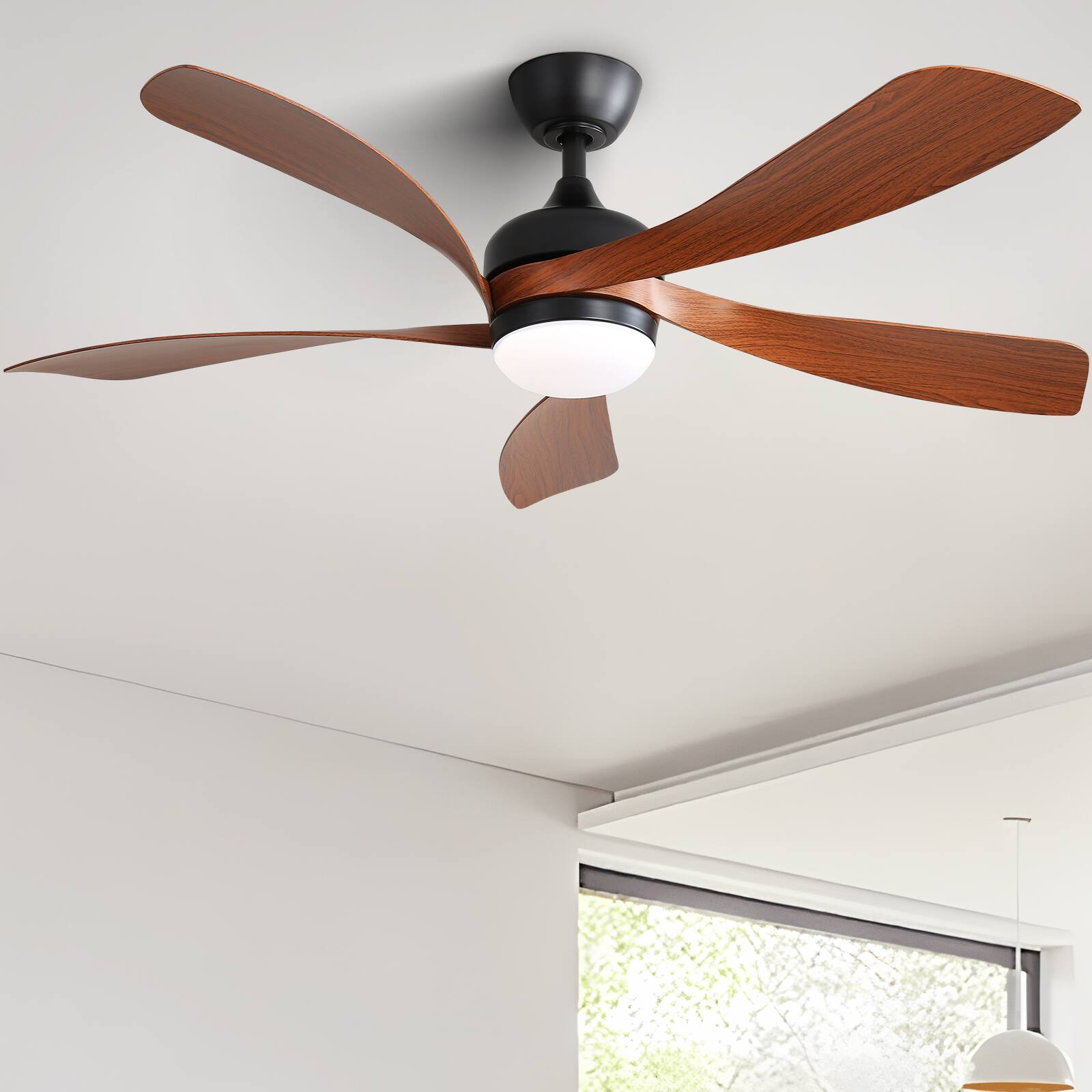 Alt View 2. GOODSILO - 52 Inch Modern LED Ceiling Fan with Dimmable Light, Remote Control, and Reversible DC Motor for Indoor Rooms - Black.
