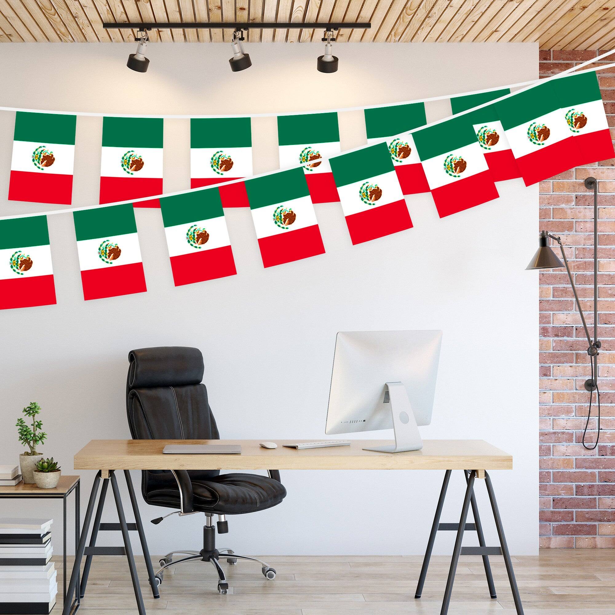 G128 Mexico Flag Bunting Banner, 33 ft String with 38 Mini Flags, 150D ...