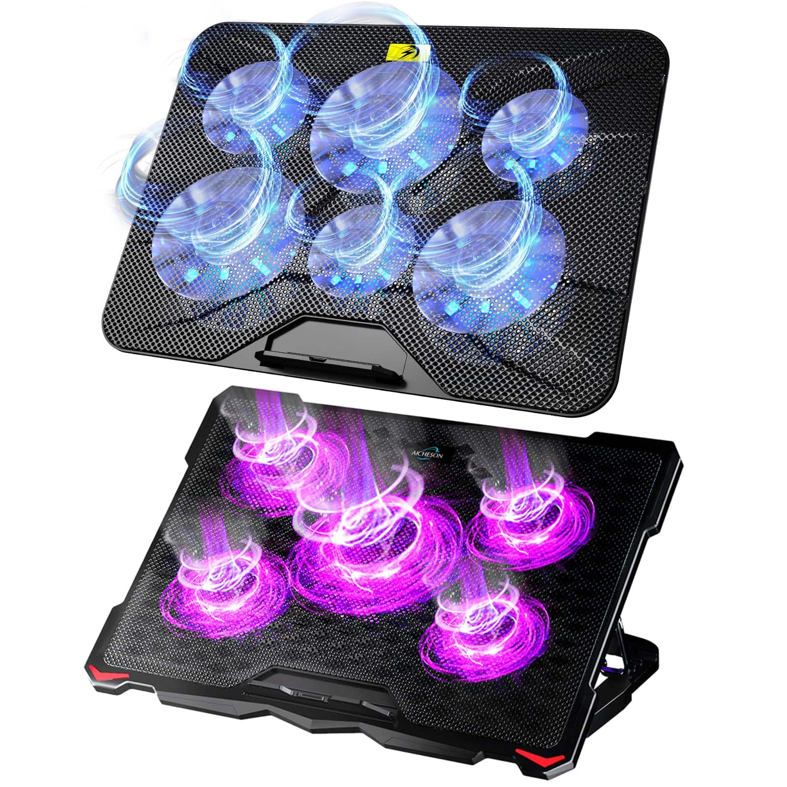 HongFei - S035 Purple Laptop Cooler and 003 Blue Laptop Cooling Pad Set - Black