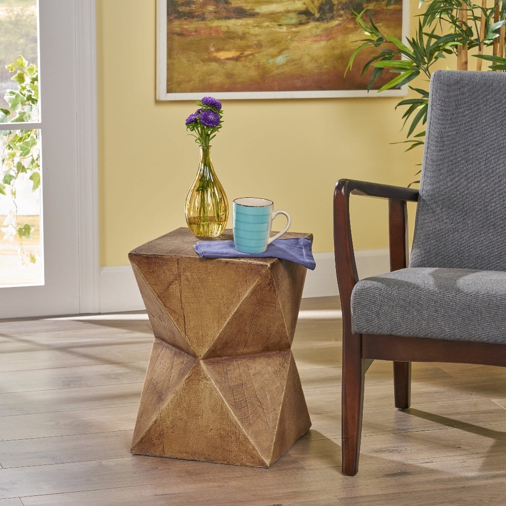 Loheer - Outdoor Side Table Concrete Accent Table Modern End Table - Wood-like price history on PriceWatchPro
