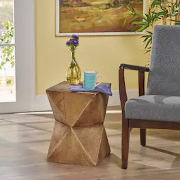 Loheer - Outdoor Side Table Concrete Accent Table Modern End Table - Wood-like