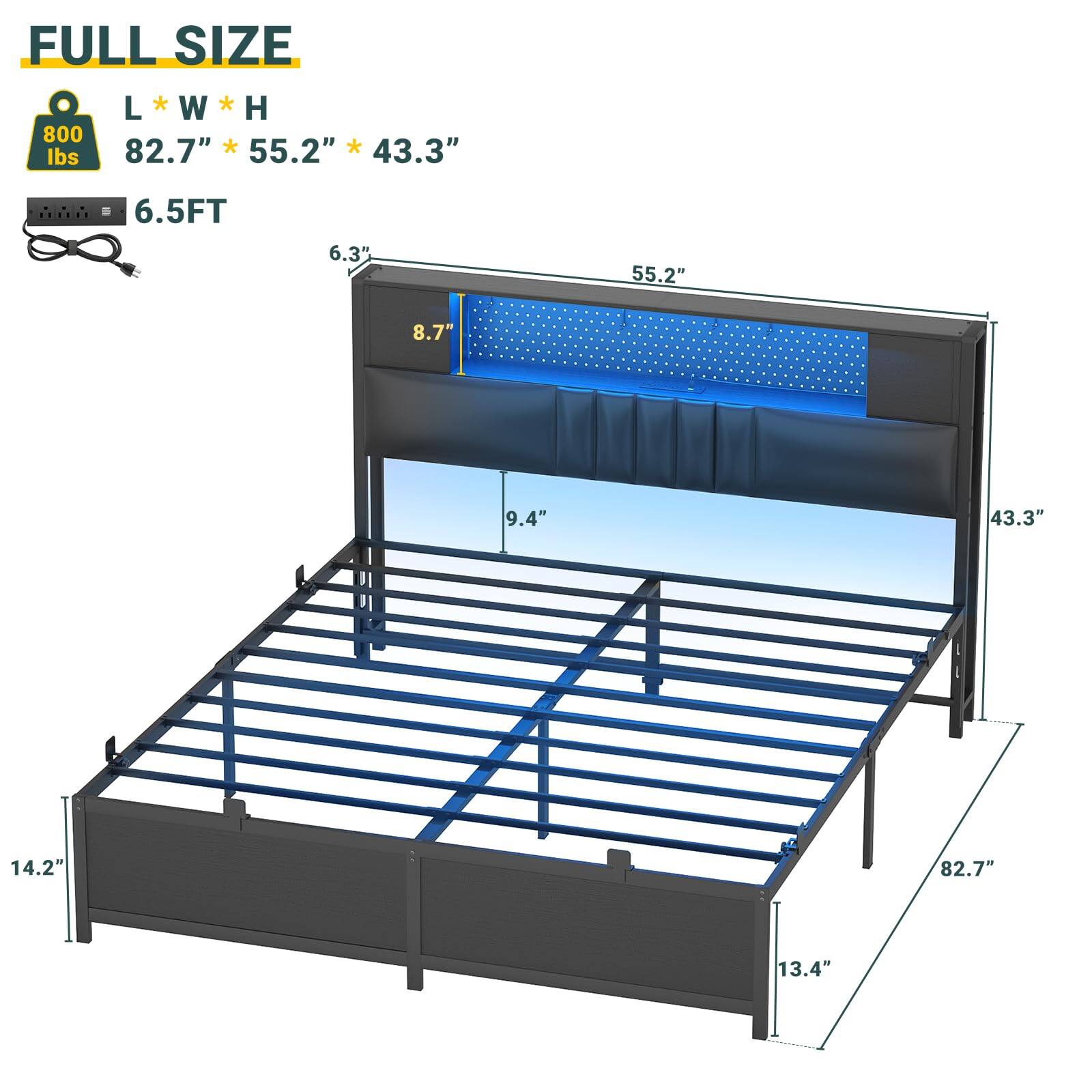 FULL SIZE  
L * W * H  
82.7" * 55.2" * 43.3"  
6.5FT  
6.3"  
8.7"  
9.4"  
14.2"  
13.4"